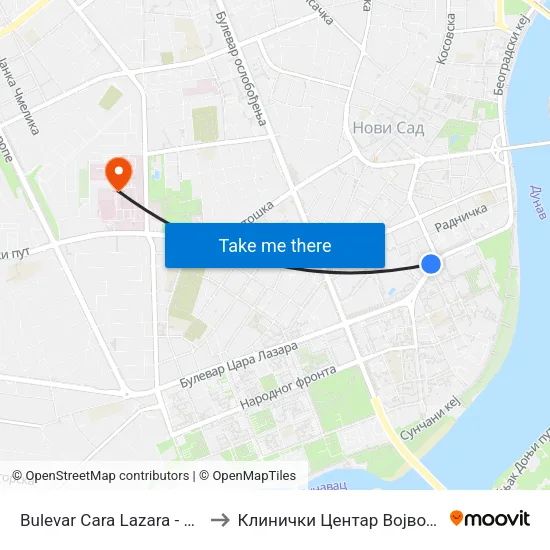 Bulevar Cara Lazara - Urbis to Клинички Центар Војводине map