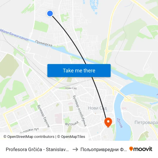 Profesora Grčića - Stanislava Majoroša to Пољопривредни Факултет map