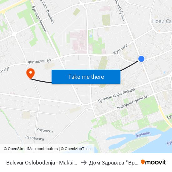 Bulevar Oslobođenja - Maksima Gorkog to Дом Здравља ""Вршачка"" map