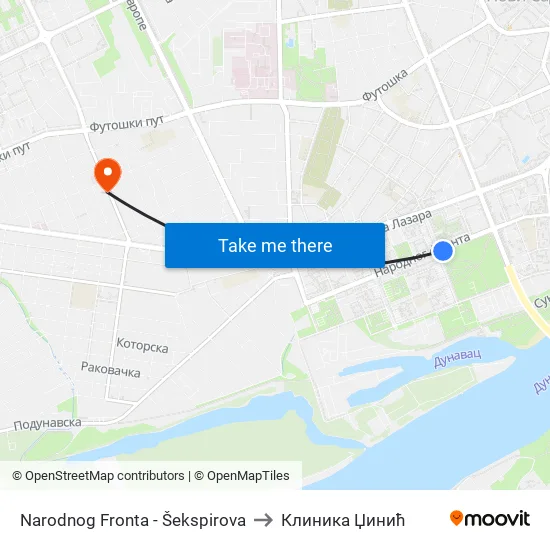 Narodnog Fronta - Šekspirova to Клиника Џинић map