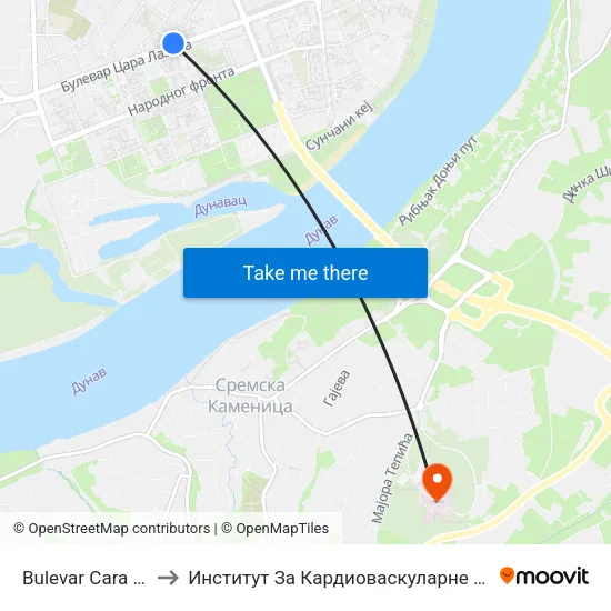 Bulevar Cara Lazara - Puškinova to Институт За Кардиоваскуларне Болести Војводине - Сремска Каменица map