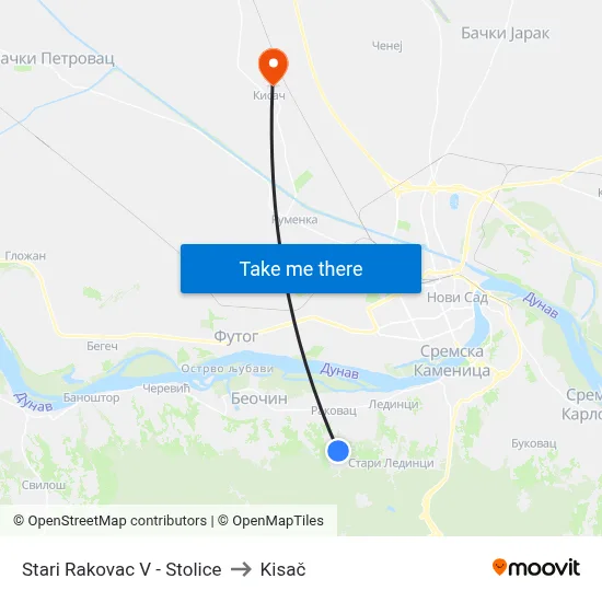 Old Rakovac V - Stolice to Kisac map