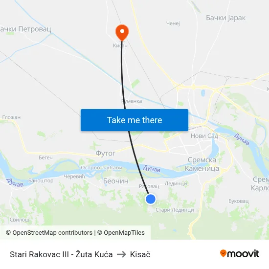 Stari Rakovac III - Žuta Kuća to Kisač map