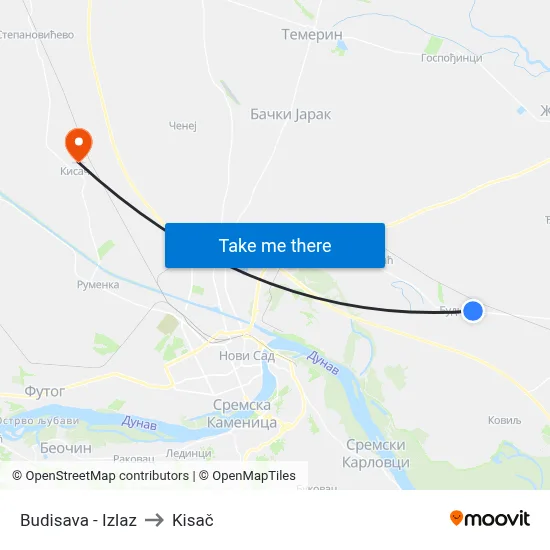 Budisava - Exit to Kisac map