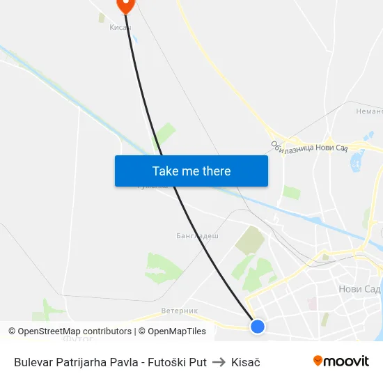 Patriarch Pavle Boulevard - Futoški Road to Kisac map