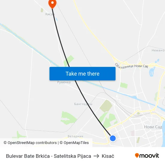 Bate Brkica Boulevard - Satellite Market to Kisac map