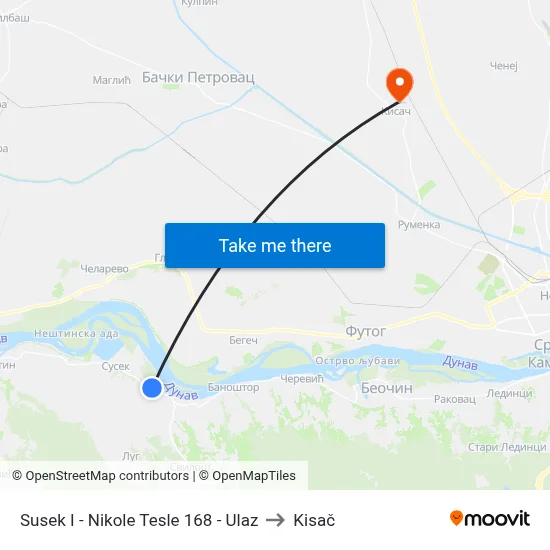 Susek I - Nikola Tesla 168 - Entrance to Kisac map