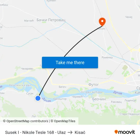 Susek I - Nikola Tesla 168 - Entrance to Kisac map