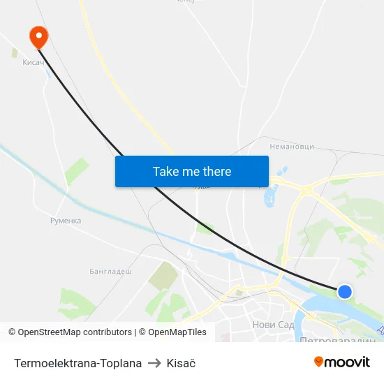 Termoelektrana-Toplana to Kisač map