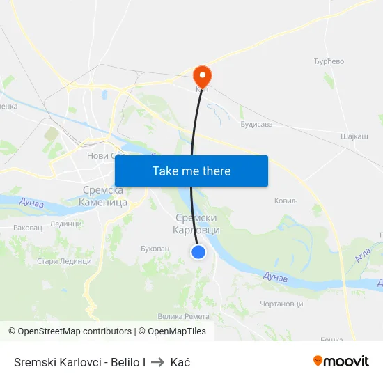 Sremski Karlovci - Belilo I to Kać map