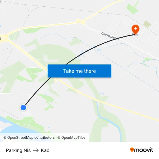 Parking Nis to Kać map