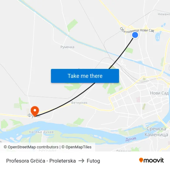 Profesora Grčića - Proleterska to Futog map
