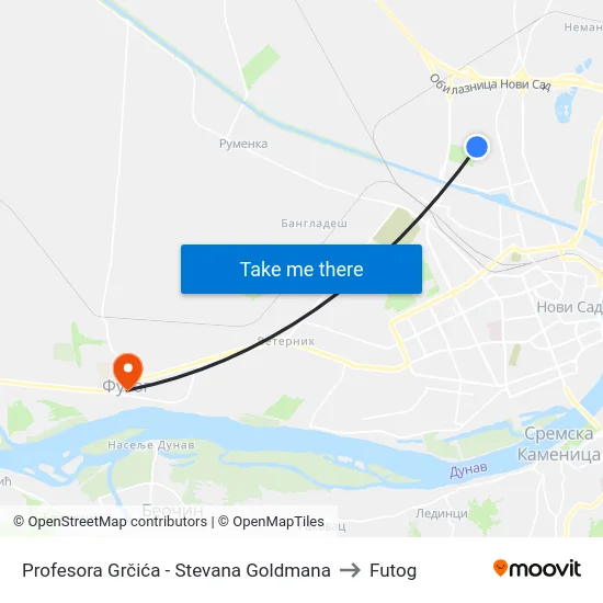 Profesora Grčića - Stevana Goldmana to Futog map