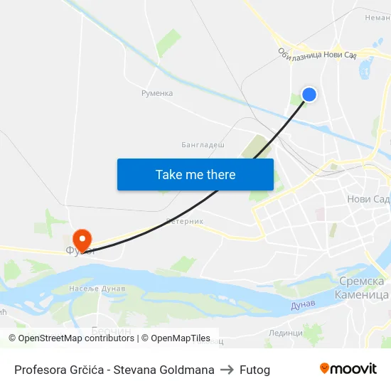 Profesora Grčića - Stevana Goldmana to Futog map