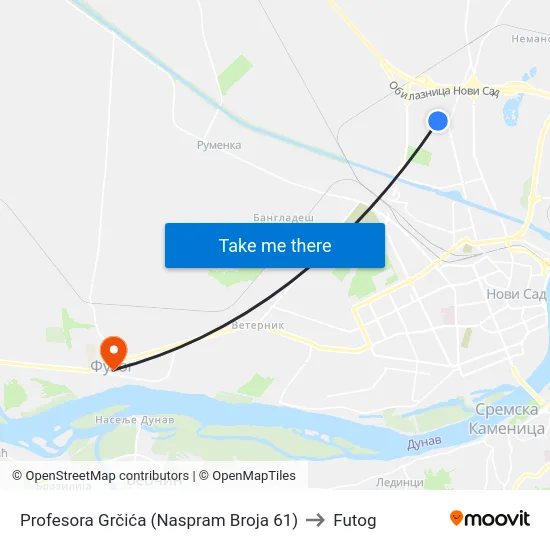Profesora Grčića (Naspram Broja 61) to Futog map