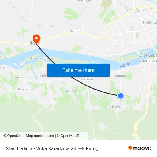 Stari Ledinci - Vuka Karadžića 24 to Futog map