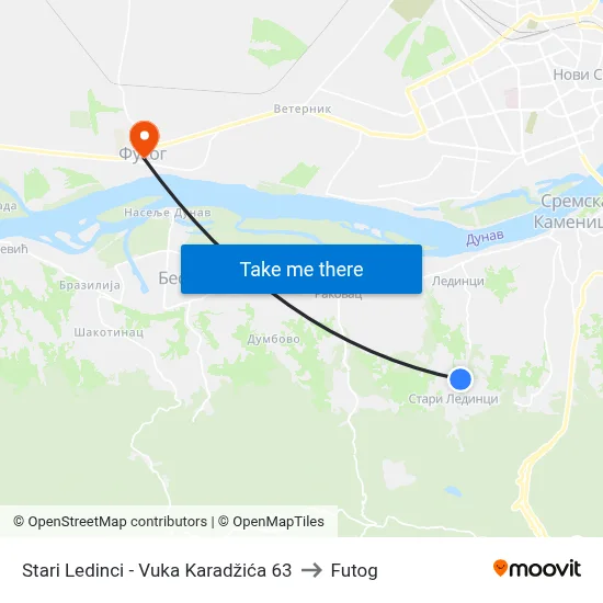 Stari Ledinci - Vuka Karadžića 63 to Futog map