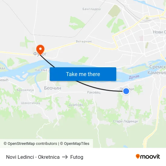Novi Ledinci - Okretnica to Futog map