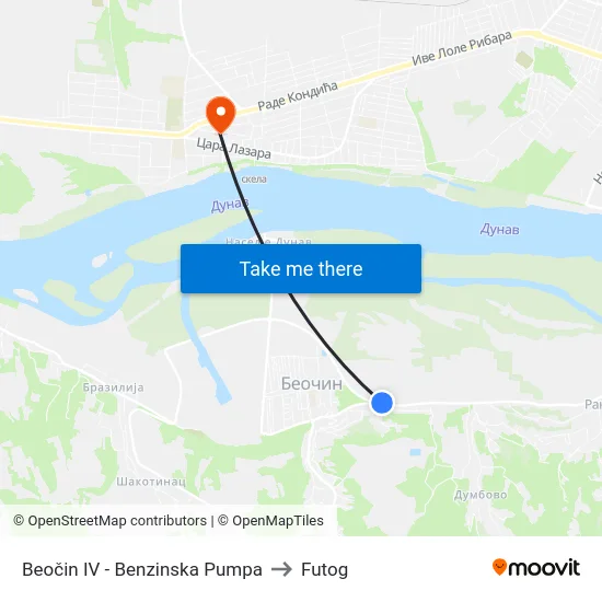Beočin IV - Benzinska Pumpa to Futog map