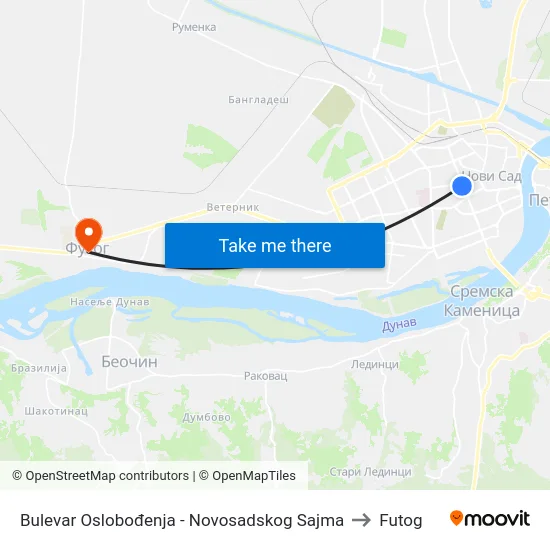 Bulеvar Oslobođenja - Novosadskog Sajma to Futog map