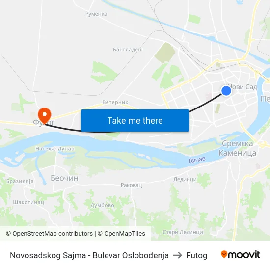 Novosadskog Sajma - Bulevar Oslobođenja to Futog map