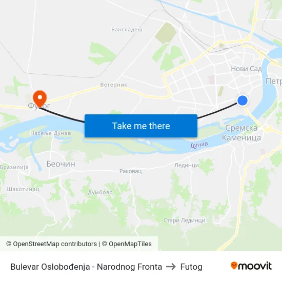 Bulevar Oslobođenja - Narodnog Fronta to Futog map