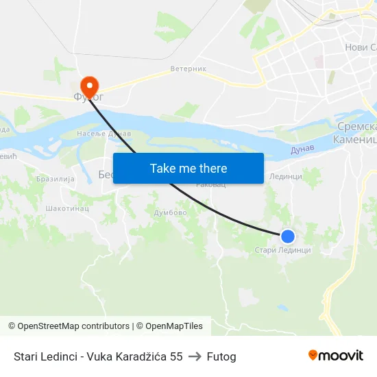 Stari Ledinci - Vuka Karadžića 55 to Futog map
