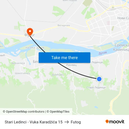 Stari Ledinci - Vuka Karadžića 15 to Futog map