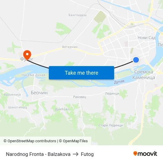 Narodnog Fronta - Balzakova to Futog map