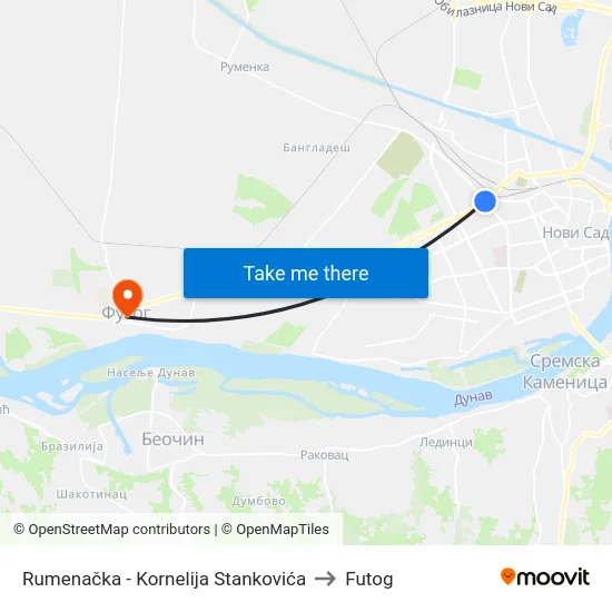 Rumenačka - Kornelija Stankovića to Futog map
