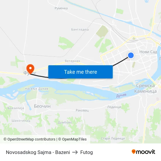 Novosadskog Sajma - Bazeni to Futog map