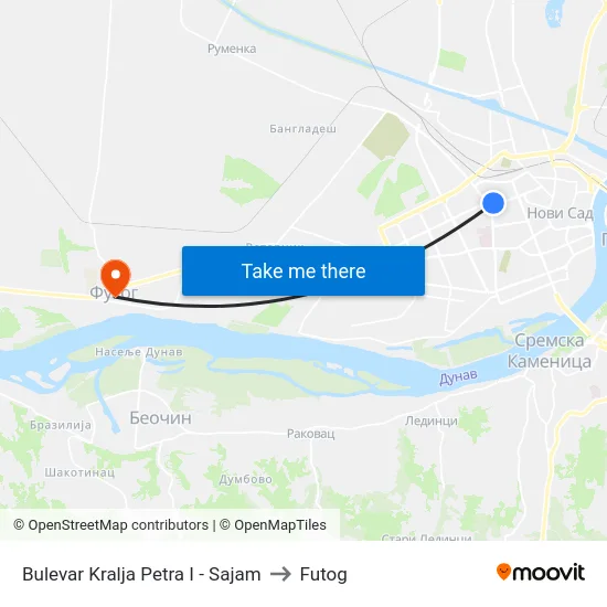 Bulevar Kralja Petra I - Sajam to Futog map