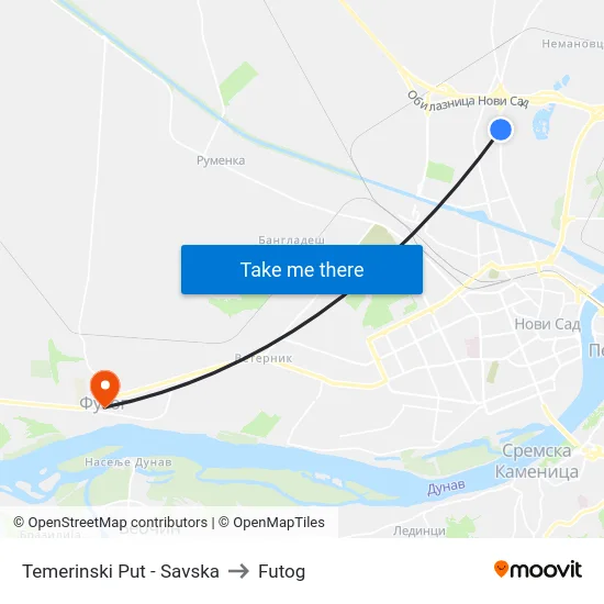 Temerinski Put - Savska to Futog map