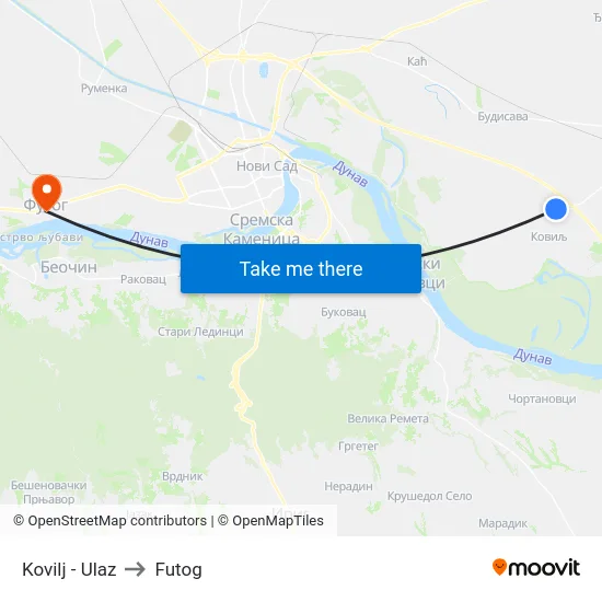 Kovilj - Ulaz to Futog map