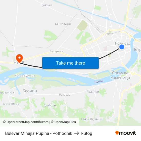 Bulevar Mihajla Pupina - Pothodnik to Futog map
