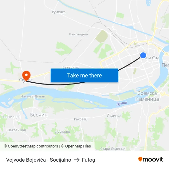 Vojvode Bojovića - Socijalno to Futog map
