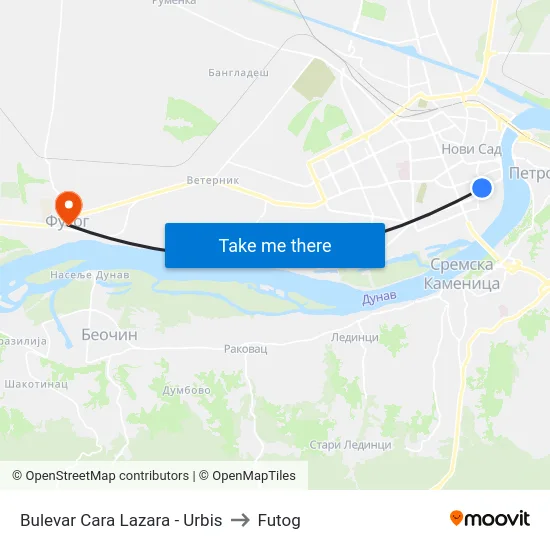 Bulevar Cara Lazara - Urbis to Futog map