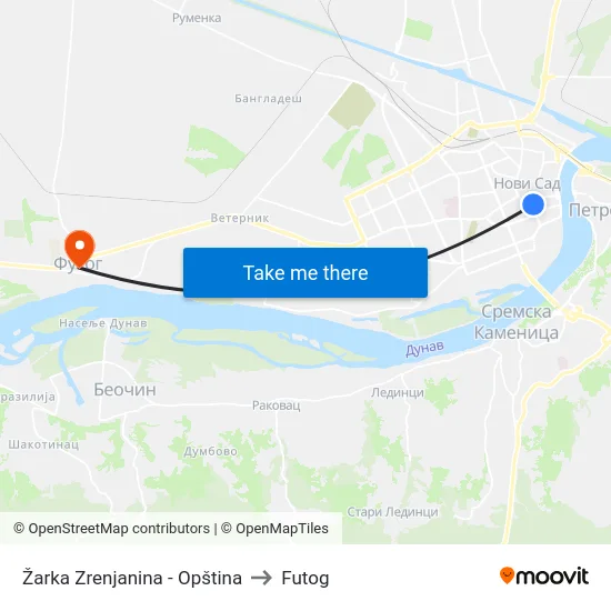 Žarka Zrenjanina - Opština to Futog map