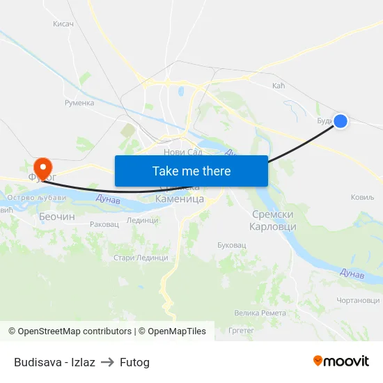 Budisava - Izlaz to Futog map