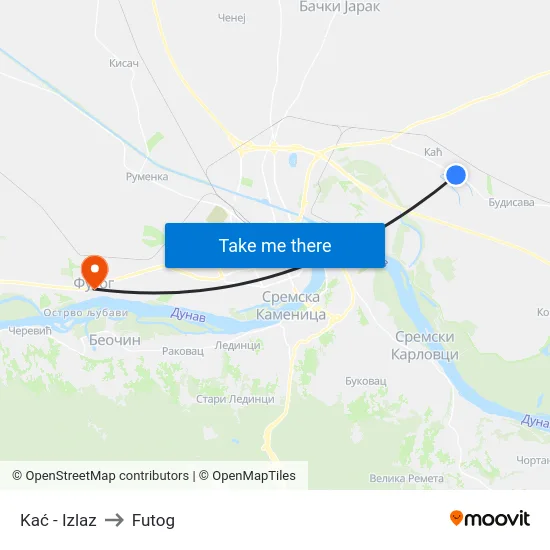 Kać - Izlaz to Futog map