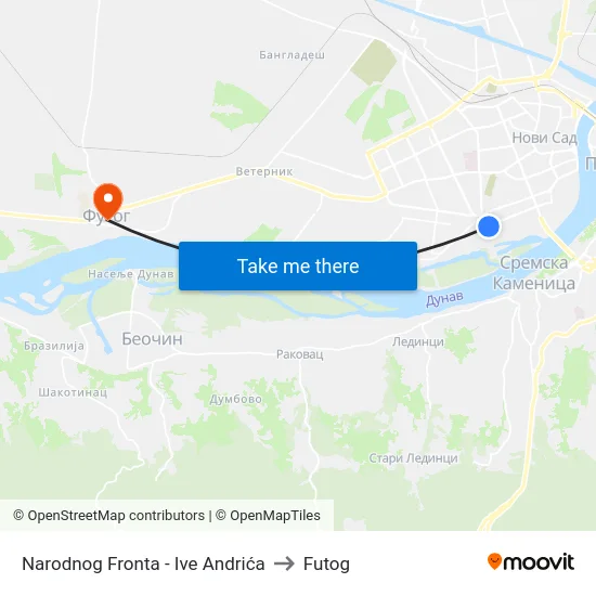 Narodnog Fronta - Ive Andrića to Futog map