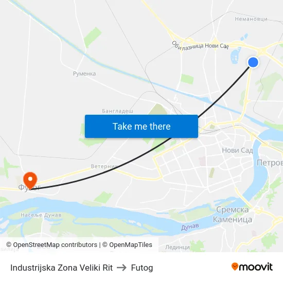 Industrijska Zona Veliki Rit to Futog map