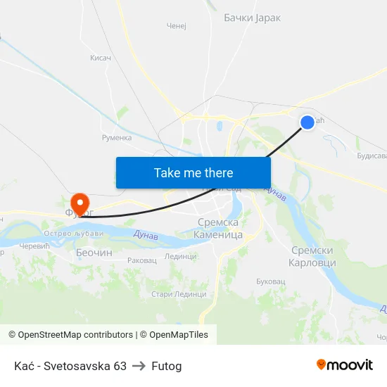 Kać - Svetosavska 63 to Futog map