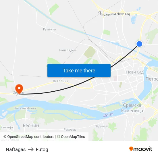 Naftagas to Futog map