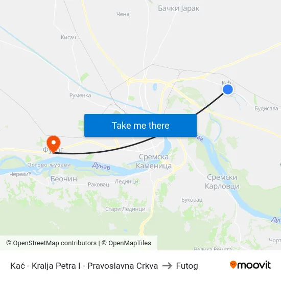 Kać - Kralja Petra I - Pravoslavna Crkva to Futog map