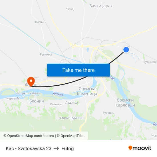 Kać - Svetosavska 23 to Futog map