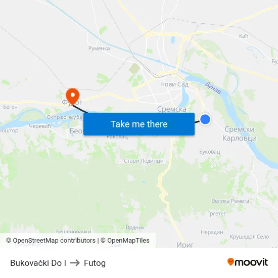 Bukovacki Do I to Futog map