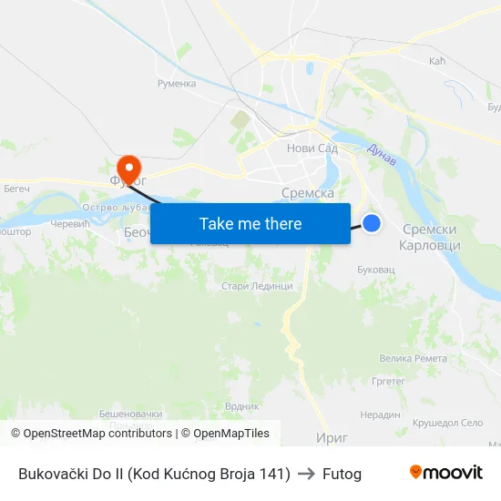 Bukovački Do II (Kod Kućnog Broja 141) to Futog map