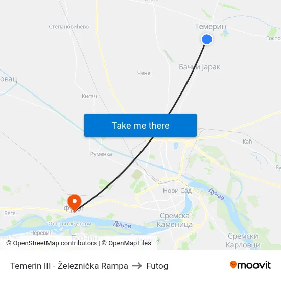 Temerin III - Železnička Rampa to Futog map