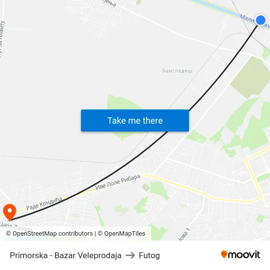 Primorska - Bazar Veleprodaja to Futog map